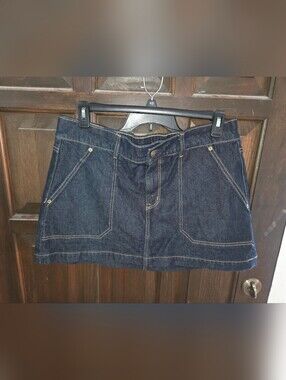 American Eagle Outfitters Low Rise A-Line Dark Blue Denim Mini Skirt